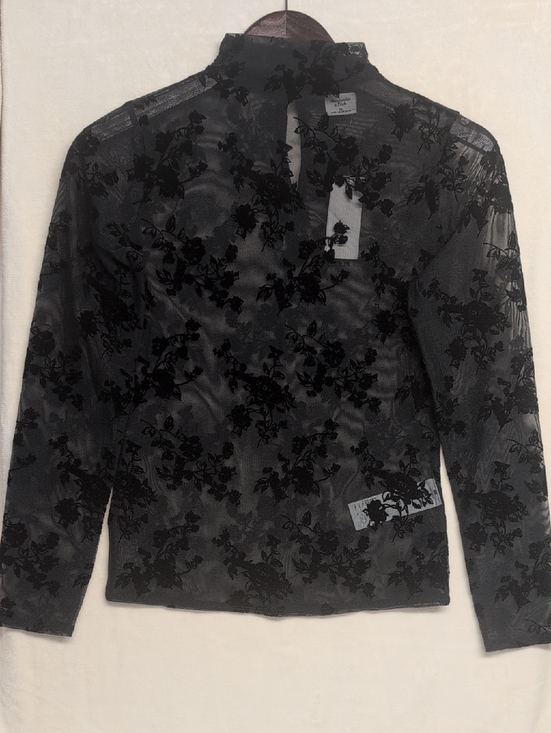Abercrombie & Fitch Tops - Abercrombie & Fitch Black Floral Burnout Long Sleeve Top